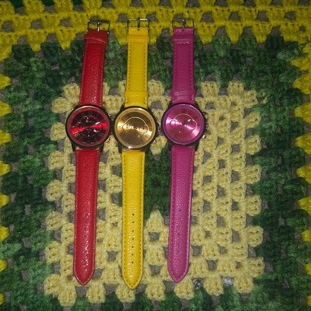 Red, Yellow and Pink watch